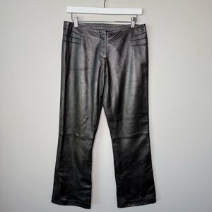 NWT Cache | $258 Pewter Gray 100% Lamb Leather Boot Cut Pants Size 6